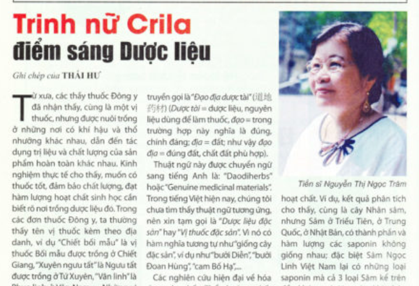 TRINH NỮ CRILA – ĐIỂM SÁNG DƯỢC LIỆU trong quá trình xét thương hiệu DƯỢC LIỆU VIỆT